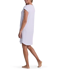 Miss Elaine Solid Short Sleeve V-Neck Silky Knit Short Nightgown