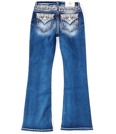 Miss Me Big Girls Flower Mid Rise Boot Cut Denim Jean