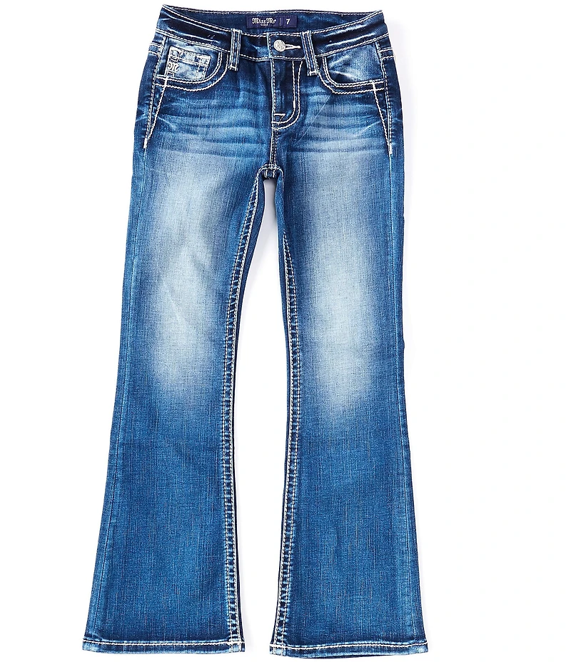 Miss Me Big Girls Flower Mid Rise Boot Cut Denim Jean