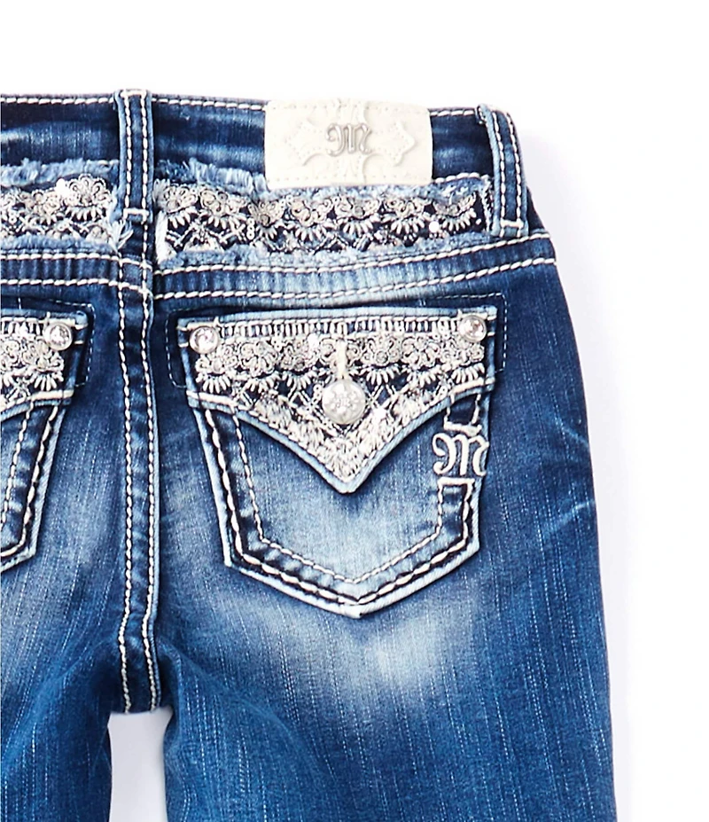 Miss Me Big Girls Flower Mid Rise Boot Cut Denim Jean