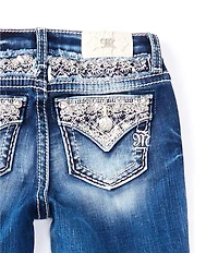 Miss Me Big Girls Flower Mid Rise Boot Cut Denim Jean