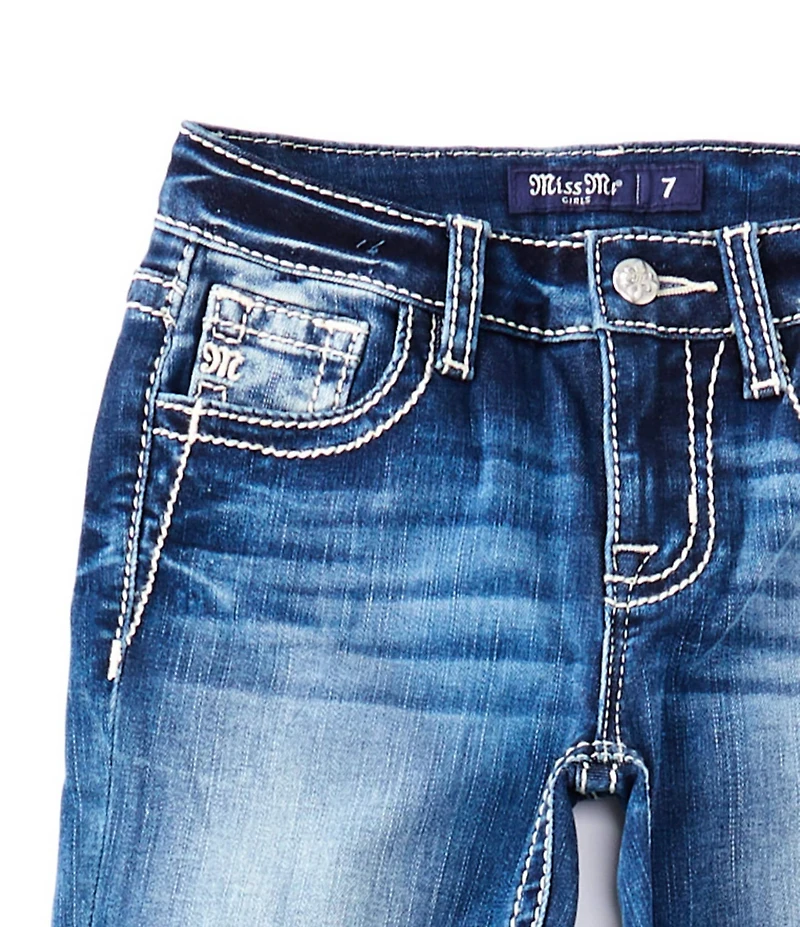 Miss Me Big Girls Flower Mid Rise Boot Cut Denim Jean