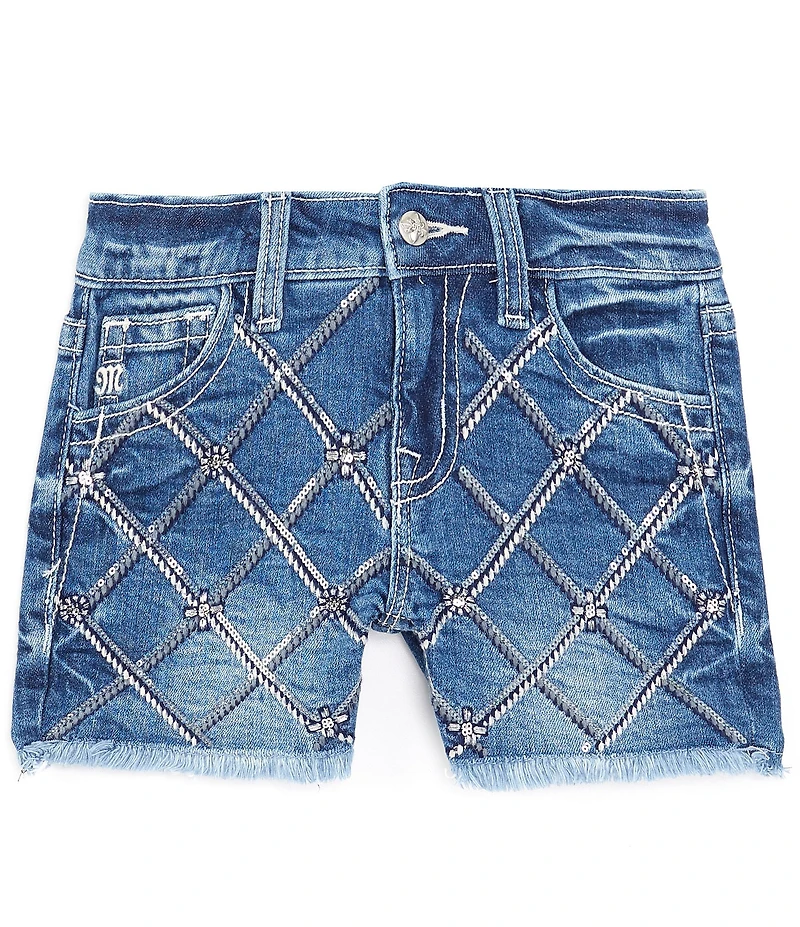 Miss Me Big Girls 7-16 Criss Cross Rhinestone Shorts