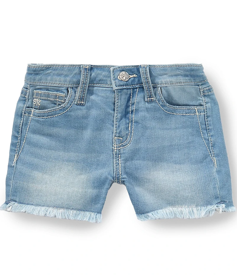 Miss Me Big Girls Embellished Wing Pocket Frayed Hem Denim Shorts