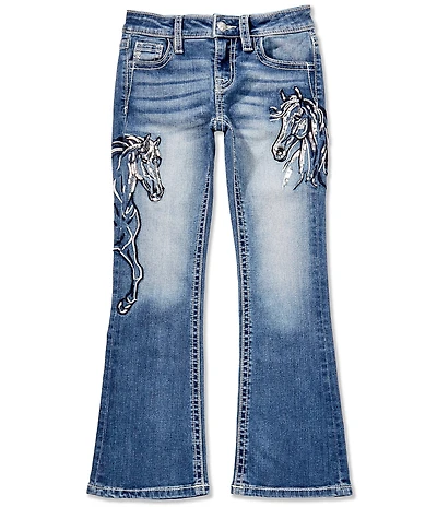 Miss Me Big Girls Horse-Embroidered Mid-Rise Bootcut-Leg Jeans