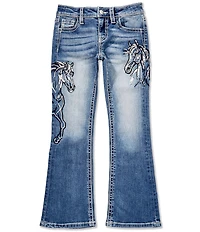 Miss Me Big Girls Horse-Embroidered Mid-Rise Bootcut-Leg Jeans