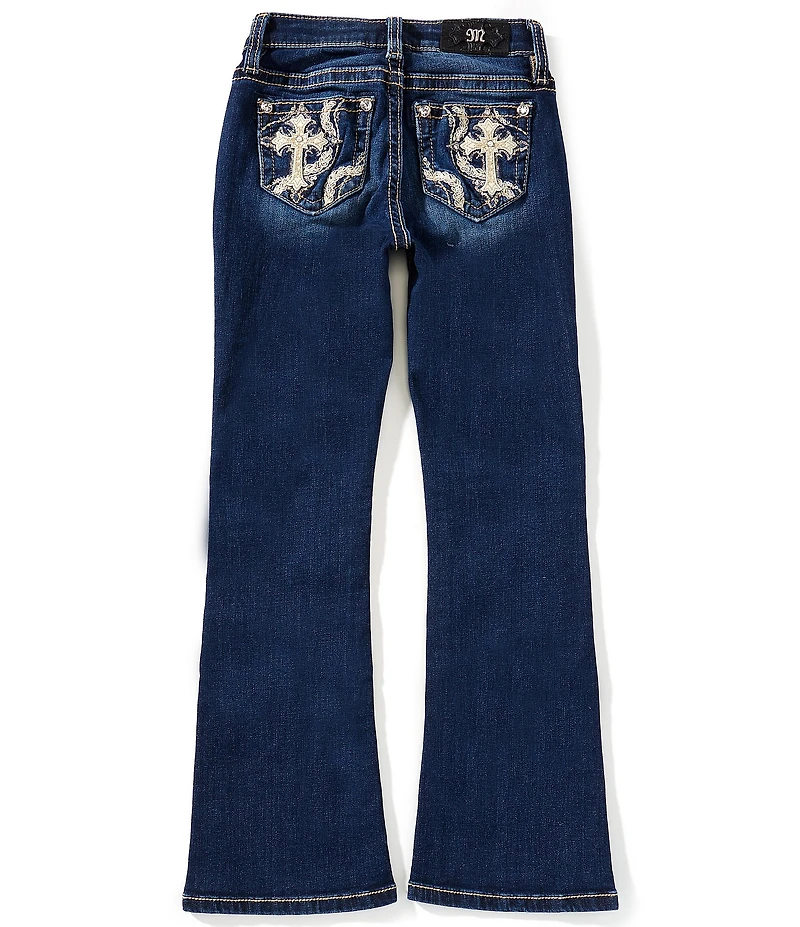 Miss Me Big Girls Mid-Rise Cross-Pocket Bootcut Jeans