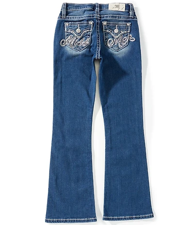Miss Me Big Girls Mid-Rise Logo-Pocket-Detailed Bootcut-Leg Jeans