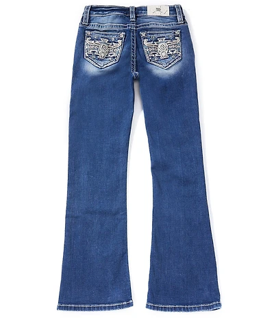 Miss Me Big Girls Mid Rise Steer Head Embroidered Pocket Bootcut Leg Jeans
