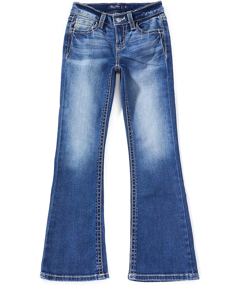 Miss Me Big Girls Mid Rise Steer Head Embroidered Pocket Bootcut Leg Jeans