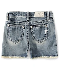 Miss Me Big Girls Sequin Horse Frayed Hem Denim Shorts