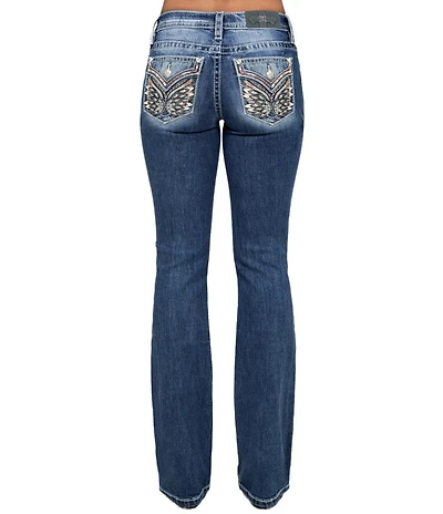Miss Me Butterfly Mid Rise Bootcut Jeans