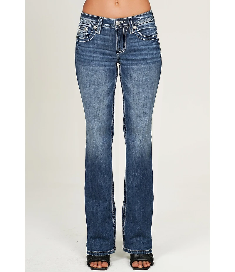 Miss Me Butterfly Mid Rise Bootcut Jeans