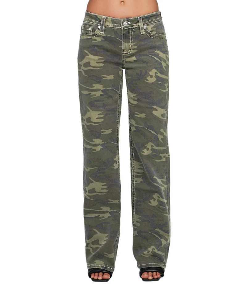 Miss Me Camouflage Printed Mid Rise Wide Leg Jeans