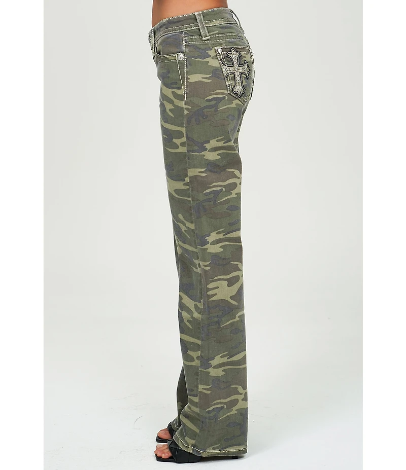 Miss Me Camouflage Printed Mid Rise Wide Leg Jeans
