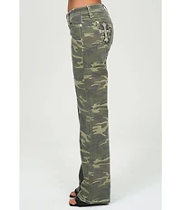 Miss Me Camouflage Printed Mid Rise Wide Leg Jeans