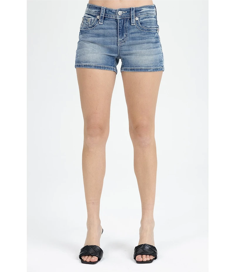 Miss Me Cross Americana Denim Shorts