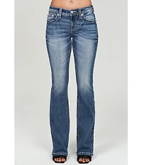 Miss Me Embellished Wing Flap Pocket Mid Rise Bootcut Jeans