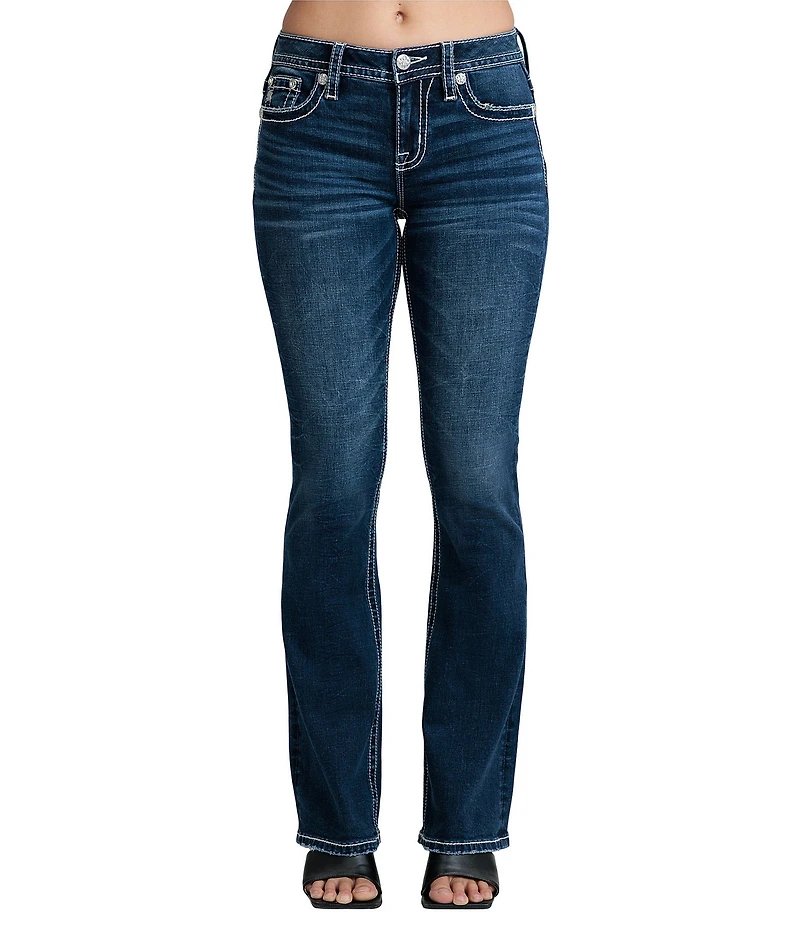 Miss Me Embroidered Paisley Skull Bootcut Jeans