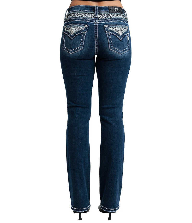 Miss Me Embroidered Paisley Skull Bootcut Jeans