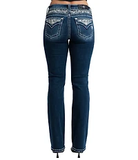 Miss Me Embroidered Paisley Skull Bootcut Jeans