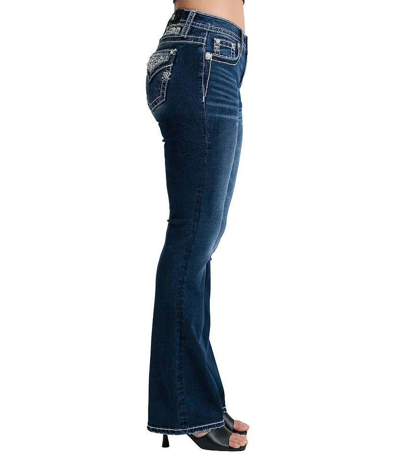 Miss Me Embroidered Paisley Skull Bootcut Jeans