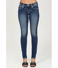 Miss Me Floral Embroidered Pocket Mid Rise Skinny Fit Jeans