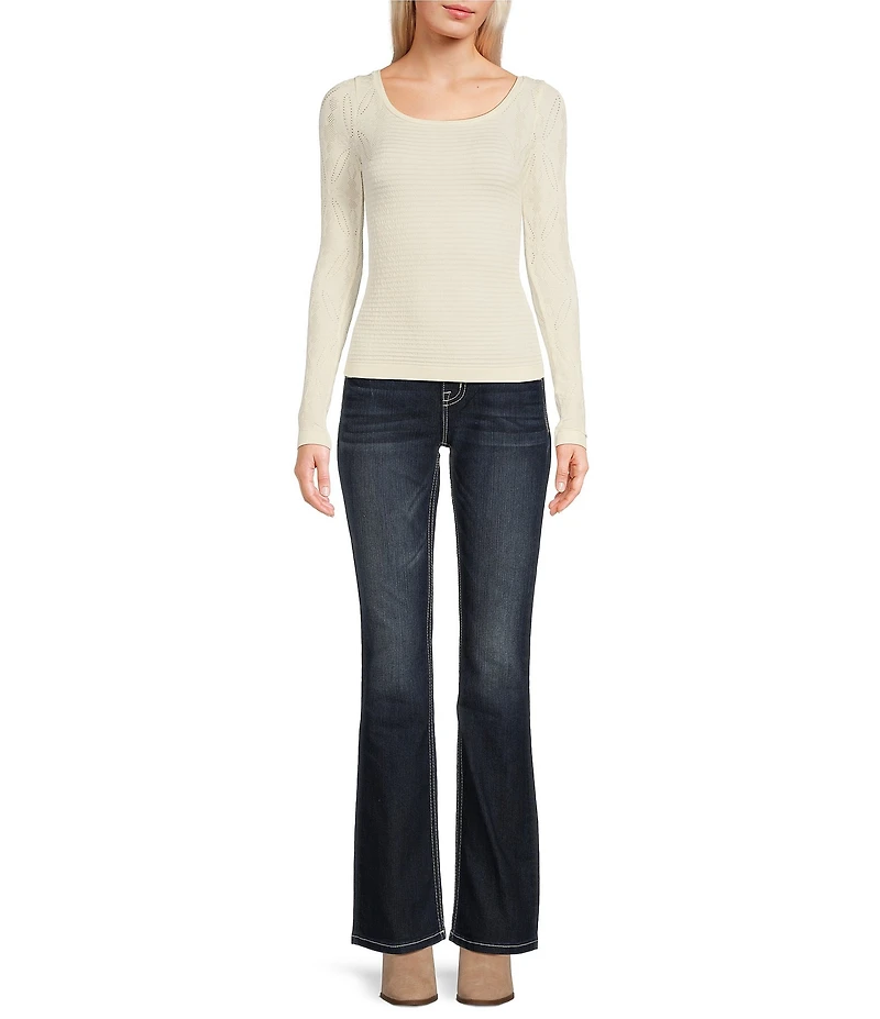 Miss Me Heavy Stitch Flap Pocket Curvy Fit Bootcut Jeans