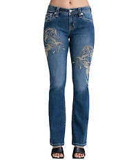 Miss Me Horse Embroidered Mid Rise Bootcut Jeans