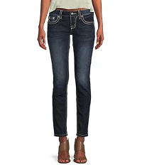 Miss Me Saddle Border Stitch Flap Pocket Low Rise Skinny Jeans
