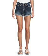Miss Me Mid Rise Basic Stitch Flap Pocket 6#double; Inseam Denim Shorts