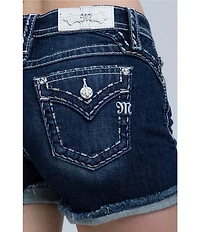 Miss Me Mid Rise Basic Stitch Flap Pocket 6#double; Inseam Denim Shorts