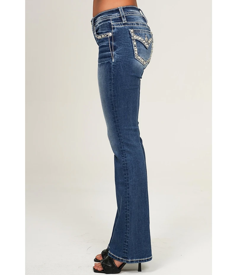 Miss Me Mid Rise Bootcut Embellished Pocket Jeans