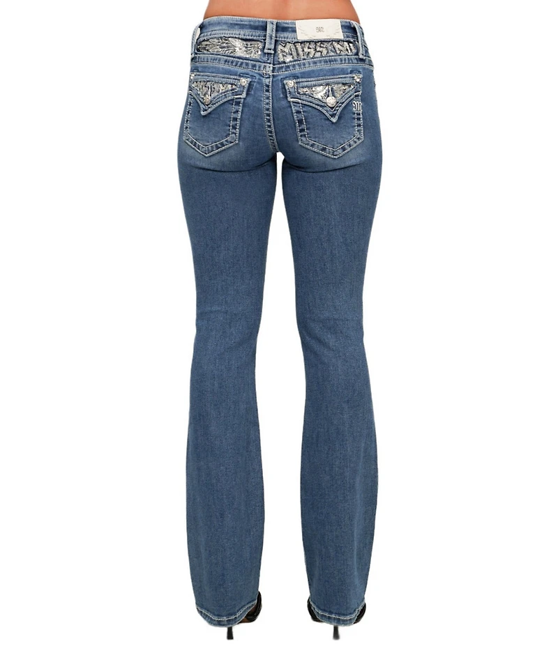 Miss Me Mid Rise Bootcut Embellished Pocket Jeans
