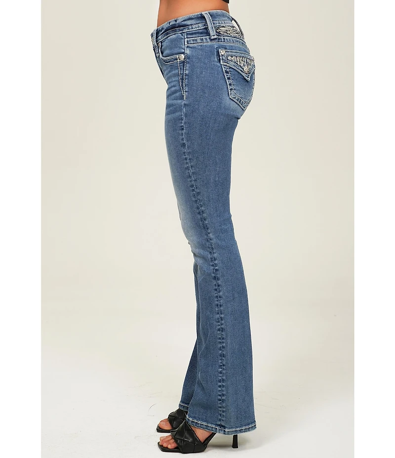 Miss Me Mid Rise Bootcut Embellished Pocket Jeans