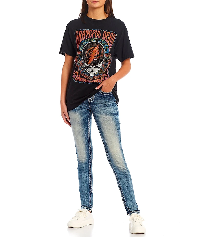 Miss Me Mid Rise Destructed Skinny Jeans