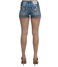 Miss Me Mid Rise Rolled Cuff 6#double; Inseam Cross Shorts