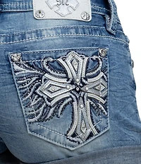 Miss Me Mid Rise Rolled Cuff 6#double; Inseam Cross Shorts