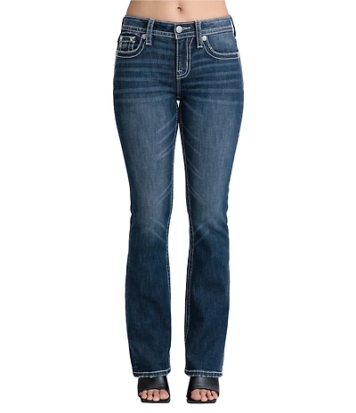 Miss Me Mid Rise Sequin Motif Bootcut Jeans