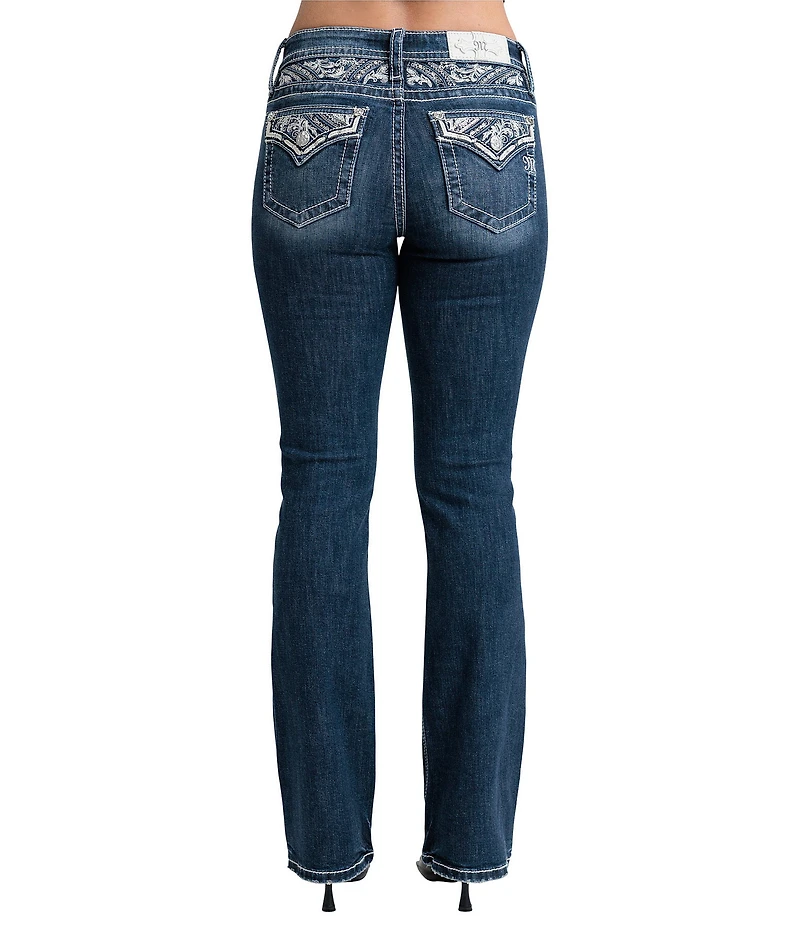Miss Me Mid Rise Sequin Motif Bootcut Jeans