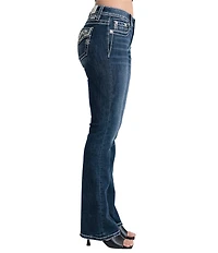 Miss Me Mid Rise Sequin Motif Bootcut Jeans