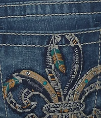 Miss Me Mid Rise Turquoise Stud Fleur-De-Lis Skinny Jeans