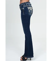 Miss Me Southwestern Embellished Pocketed Mid Rise Bootcut Jeans