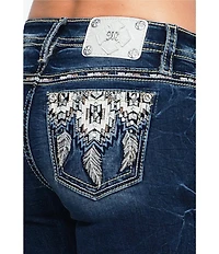 Miss Me Southwestern Embellished Pocketed Mid Rise Bootcut Jeans