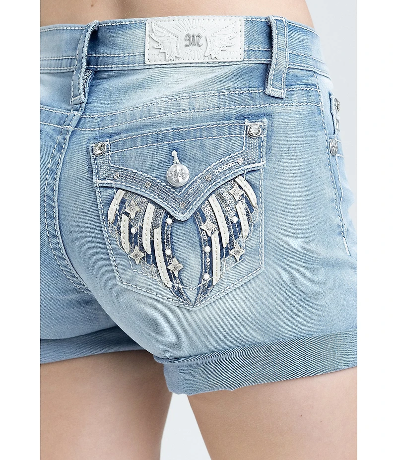 Miss Me Star Wing Denim Shorts