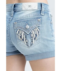 Miss Me Star Wing Denim Shorts