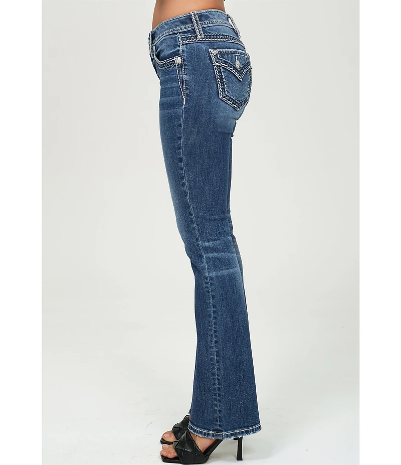 Miss Me Stitched Pocket Mid Rise Bootcut Jeans