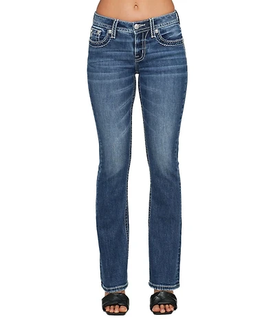 Miss Me Stitched Pocket Mid Rise Bootcut Jeans