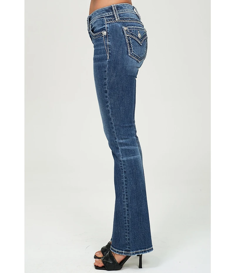 Miss Me Stitched Pocket Mid Rise Bootcut Jeans