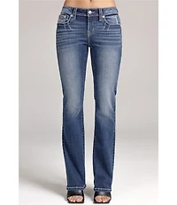 Miss Me Winged Cross Embroidered Mid Rise Bootcut Jeans